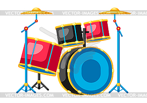 Музыкальная ударная установка. Творческий образ музыкальной вечеринки - рисунок в векторном формате