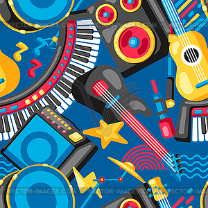 Seamless pattern with musical instruments. Music - vector clip art