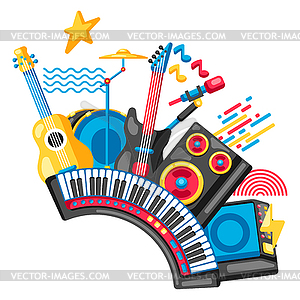 Background with musical instruments. Music party  - vector image