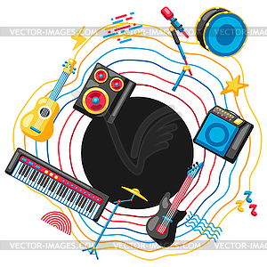 Background with musical instruments. Music party  - vector clip art