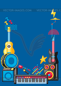 Background with musical instruments. Music party  - vector image