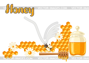 Background with honey items. Image for food and - vector clip art