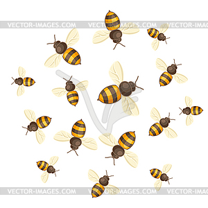 Background with honey bees. Image for food and - vector clip art