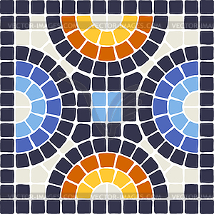 Древний узор мозаичной плитки. Декоративный антиквариат - изображение в векторном виде