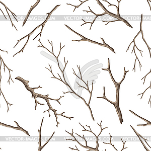 Seamless pattern with dry bare branches. - vector image