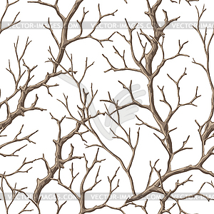 Seamless pattern with dry bare branches. - vector clipart