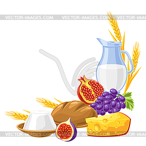 Happy Shavuot decorative frame. Holiday background - vector clipart