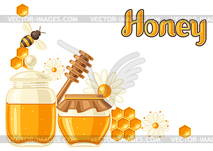 Background with honey items. Image for food and - color vector clipart