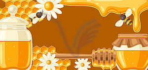 Background with honey items. Image for food and - vector clip art