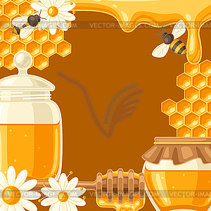 Background with honey items. Image for food and - vector image