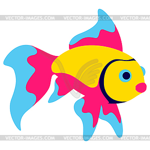 Tropical goldfish. Aquarium and sea animal - color vector clipart
