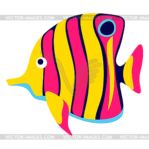 Tropical butterfly fish. Aquarium and sea animal - vector image