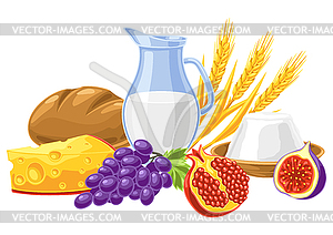 Happy Shavuot . Holiday background with Jewish - vector clipart