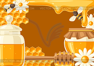 Background with honey items. Image for food and - vector EPS clipart