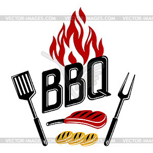 Bbq background with grill objects and icons. - vector image