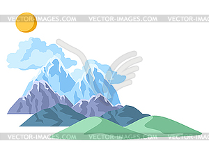 Landscape with mountains, hills and sky. Natural . - vector image