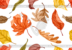 Seamless floral pattern with autumn foliage. - vector image