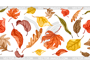 Бесшовный цветочный узор с осенней листвой. - векторный клипарт / векторное изображение
