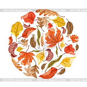 Фон с осенней листвой. листья - стоковый векторный клипарт