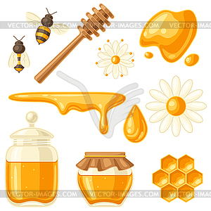 Set of honey items. Image for food and - vector clipart