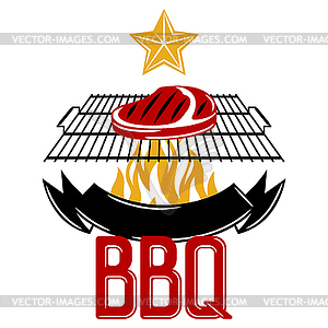 Bbq background with grill objects and icons. - vector image