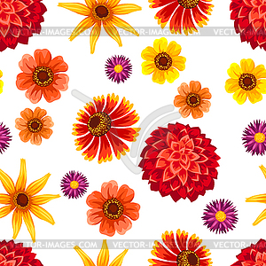 Seamless pattern with autumn flowers. Beautiful - vector clipart