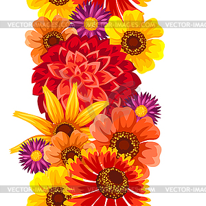 Seamless pattern with autumn flowers. Beautiful - vector image