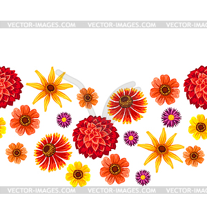 Seamless pattern with autumn flowers. Beautiful - vector clipart