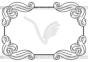 Frame with wave line curls. Monochrome stripes blac - vector clipart / vector image