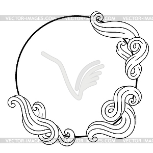 Frame with wave line curls. Monochrome stripes blac - vector image