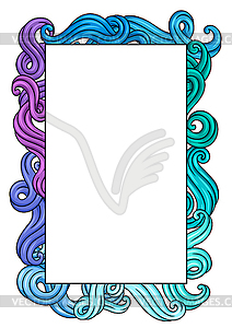 Frame with wave line curls. Color striped texture - vector clip art