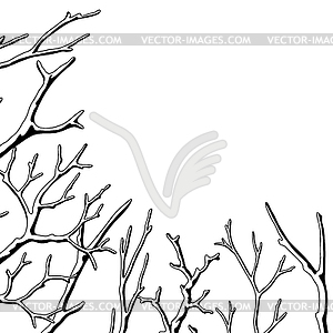 Background with dry bare branches. Decorative - vector image