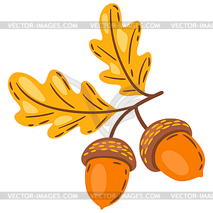 Oak leaves with acorns. autumn plant - vector image