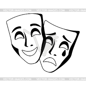 Comedy and tragedy masks. Traditional symbol. - vector image