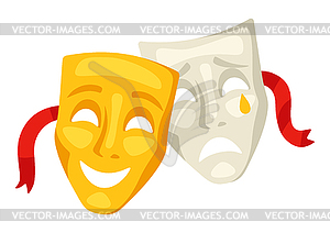 Comedy and tragedy masks. Traditional symbol. - vector clipart