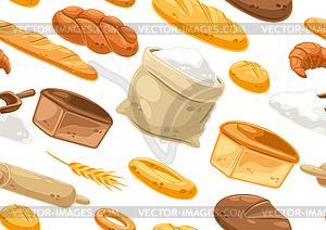 Seamless pattern with bread all for baking. Image - vector clipart