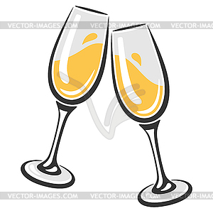 Glasses with white wine. Image for restaurants and - stock vector clipart