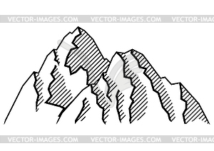 Стилизованные горы. Естественный. Стиль гравировки - клипарт в векторе