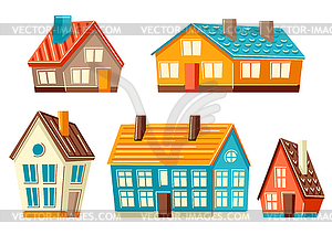 Set of cute houses. Country cottages  - vector clip art