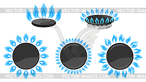 Набор горелок для газовой плиты. Промышленные и - векторный клипарт / векторное изображение