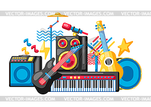 Background with musical instruments. Music party  - vector image