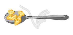 Italian pasta on spoon. Culinary image for menu of - vector clip art