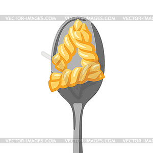 Итальянская паста на ложке. Кулинарный образ для меню - векторное изображение клипарта