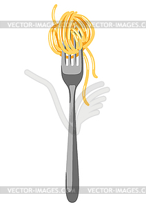 Italian pasta spaghetti on fork. Culinary image - vector clipart