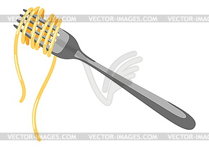 Итальянская паста спагетти на вилке. Кулинарный образ - клипарт в векторе / векторное изображение