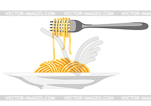 Italian pasta spaghetti. Culinary image for menu - vector image