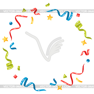 Frame with color confetti and streamers. - vector clipart