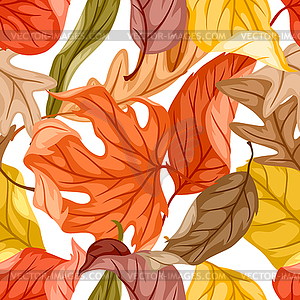 Seamless floral pattern with autumn foliage. - vector clipart