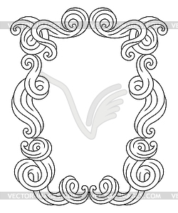 Frame with wave line curls. Monochrome stripes blac - vector image