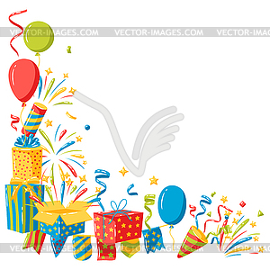 Background with holiday decoration items. Color - vector clipart